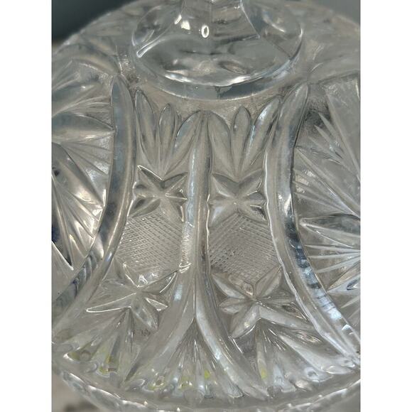 Bohemia Crystal Candy Dish Lidded Vintage Violetta Pinwheel Star of David Clear - Picture 6 of 16
